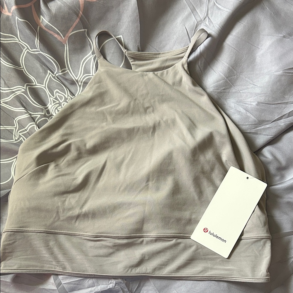 Lululemon grey nulu high neck mesh hem Tank Top xl